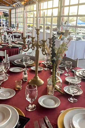 a place setting and table arrangement